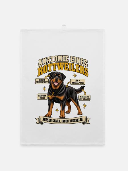 Rottweiler Anatomie Spruch Hund Geschenk - Organic Geschirrtuch - Weiß
