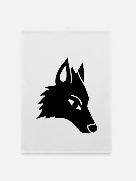 Wolf's Head Manga (schwarz) - Organic Geschirrtuch - Weiß - Vorne