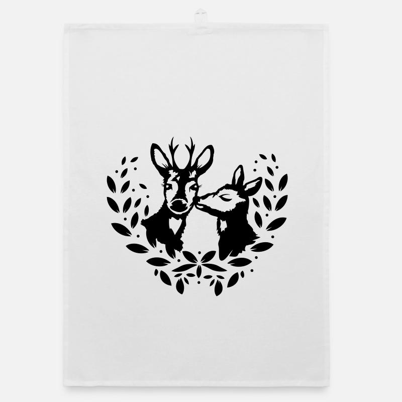 a deer and a roebuck Organic dish towel
