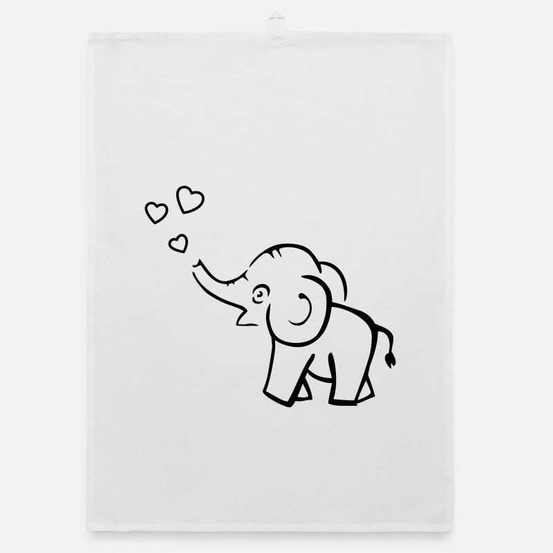 Un éléphant mignon souffle des cœurs Torchon bio
