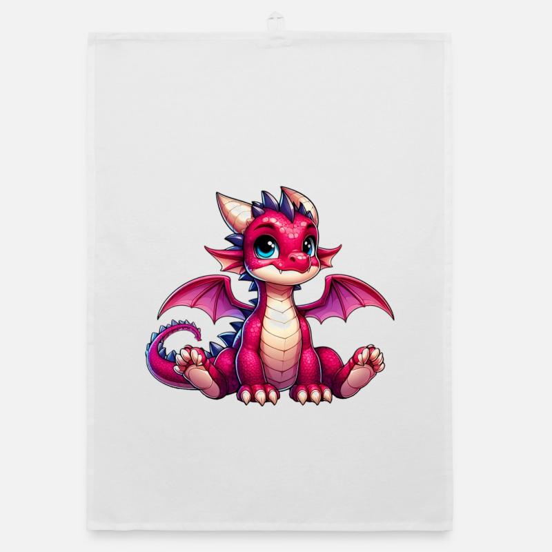 Drache - Organic Geschirrtuch - Weiß
