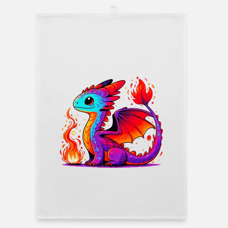 Dragon - Torchon bio - blanc