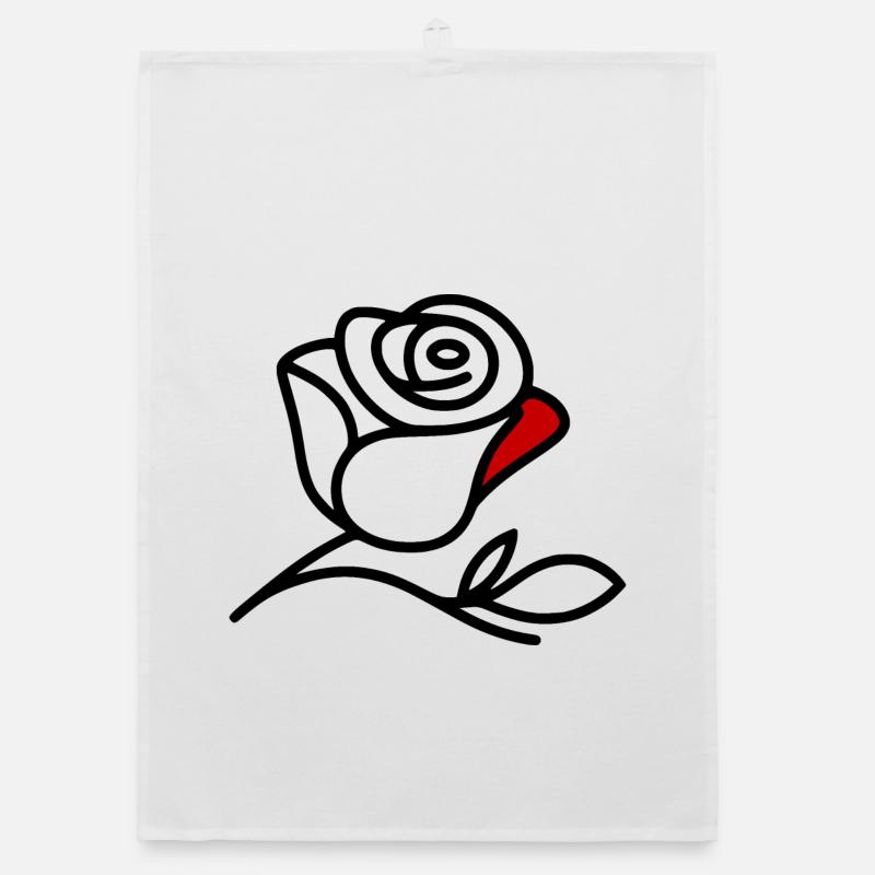 Rose minimaliste - Torchon bio - blanc