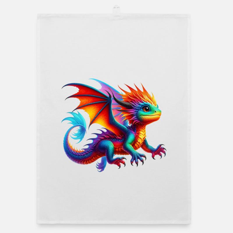 Drache - Organic Geschirrtuch - Weiß