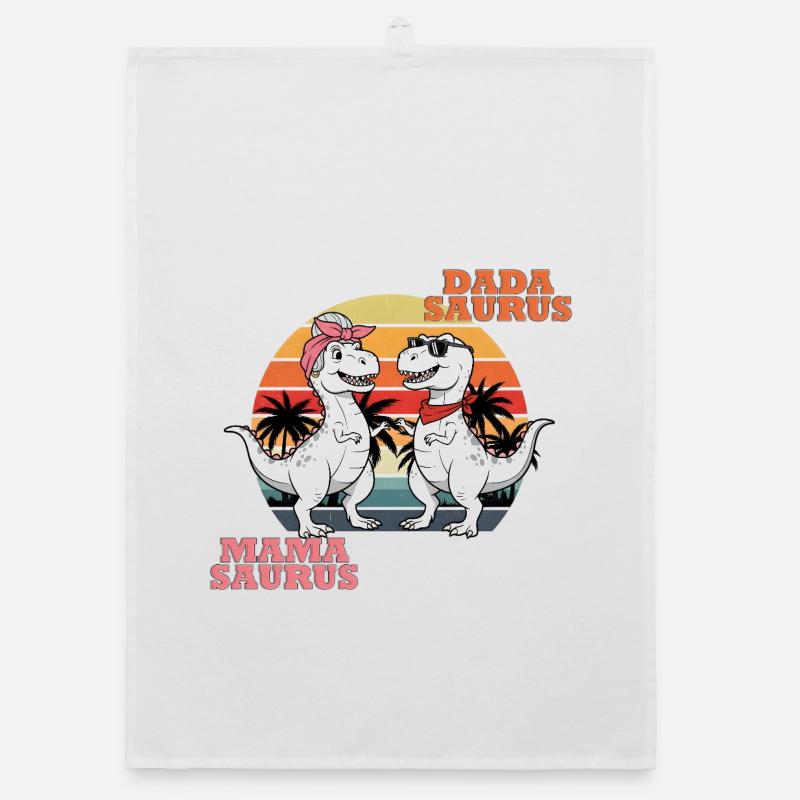 Mama & Dada Saurus – The Dino Fun Duo! Organic dish towel