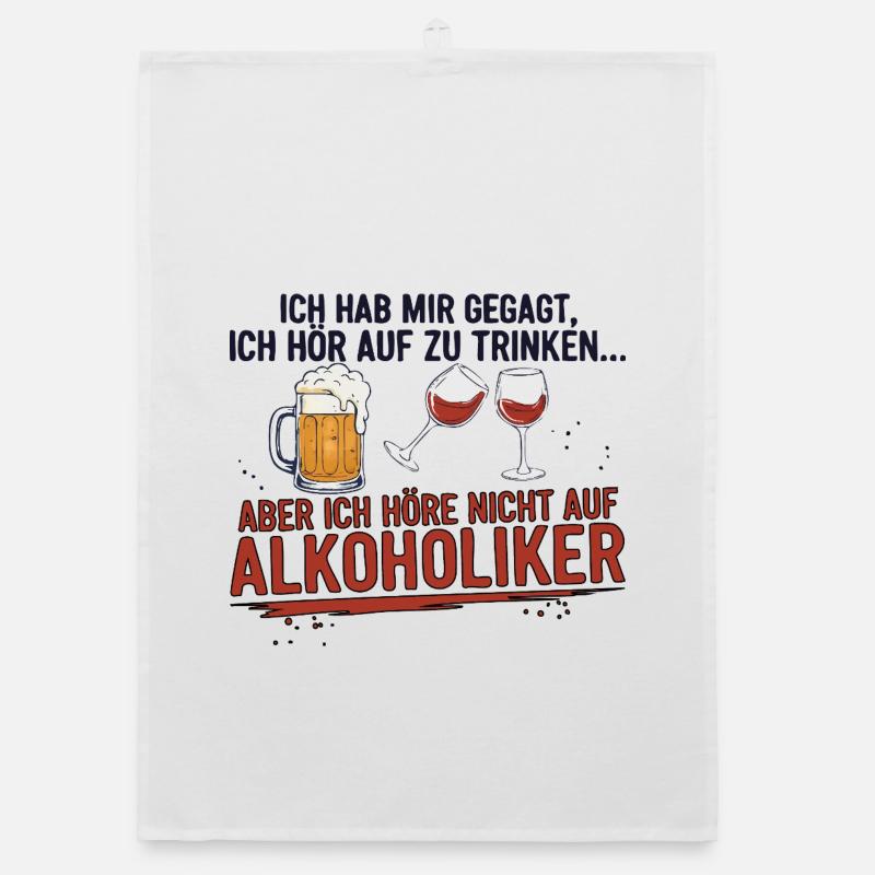 Witziger Trinkspruch mit Bier & Wein Organic Geschirrtuch