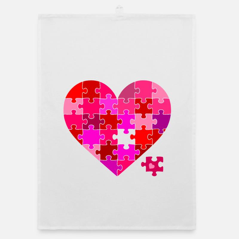 Herz Puzzle Farbexplosion Organic Geschirrtuch