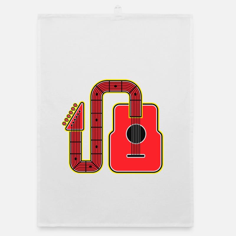 Red Abstract Shape Guitar Organic dish towel