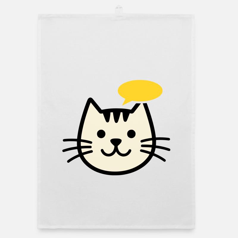 katzengesicht-mit-sprechblase Organic Geschirrtuch