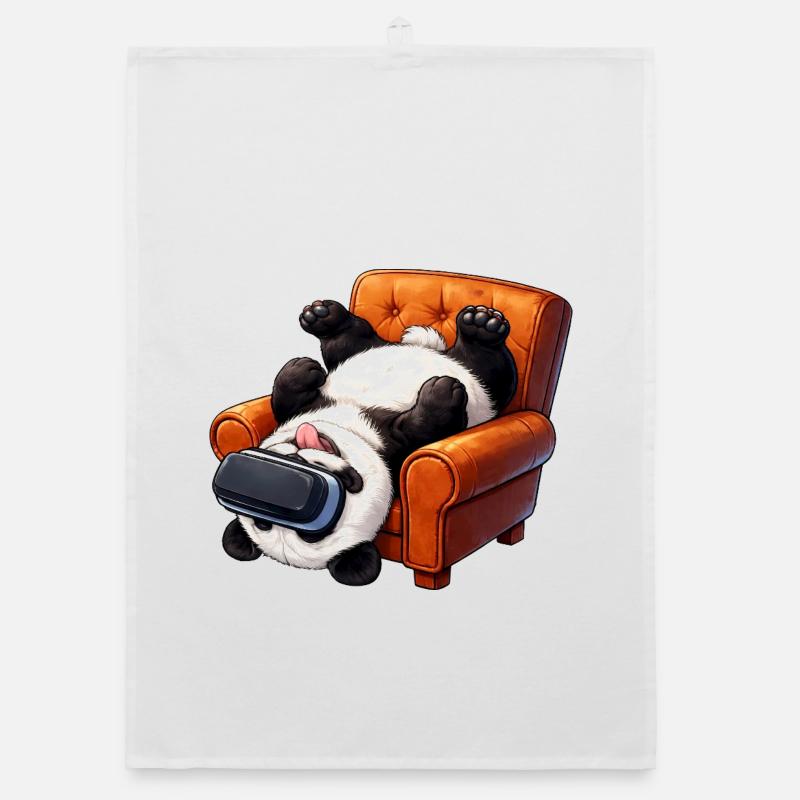 Panda avec des lunettes VR dans le fauteuil Torchon bio