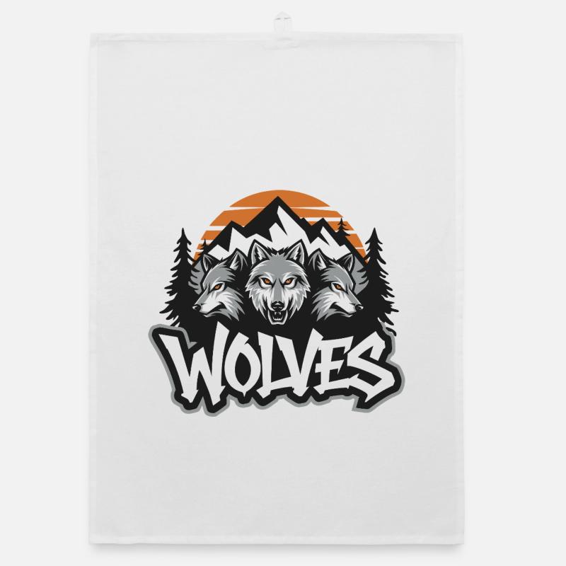 Three Wolves  Organic dish towel