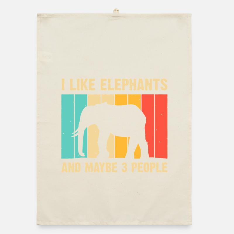 Elephant Silhouette on Rainbow Stripes Organic dish towel