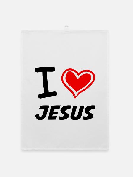 I Love Jesus - Organic Geschirrtuch - Weiß - Vorne
