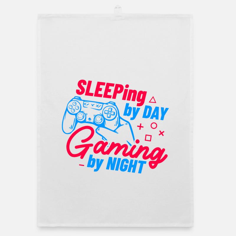 Sleeping By Day Gaming By Night Organic dish towel