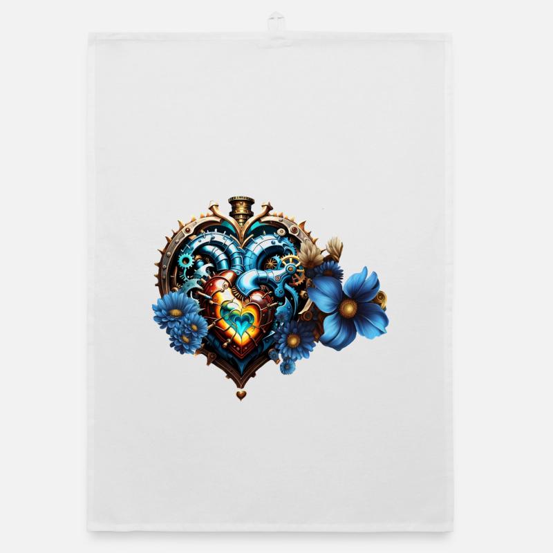 Awesome Steampunk Heart Organic dish towel