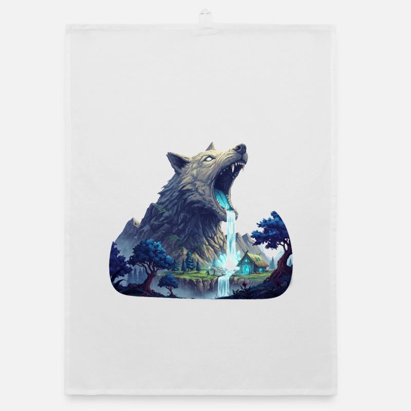Wolf Waterfall Organic dish towel