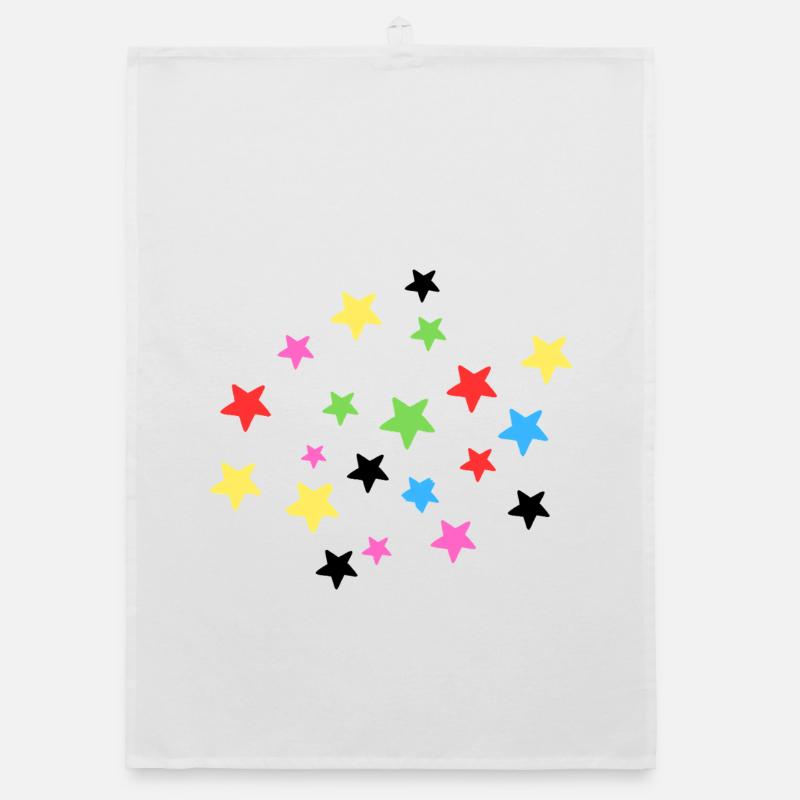Colorful star explosion on fabric Organic dish towel
