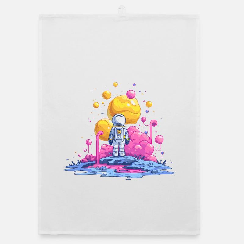 Astronaut on color planet Organic dish towel