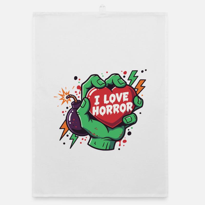 HorrorHeart dans la main de zombie Torchon bio