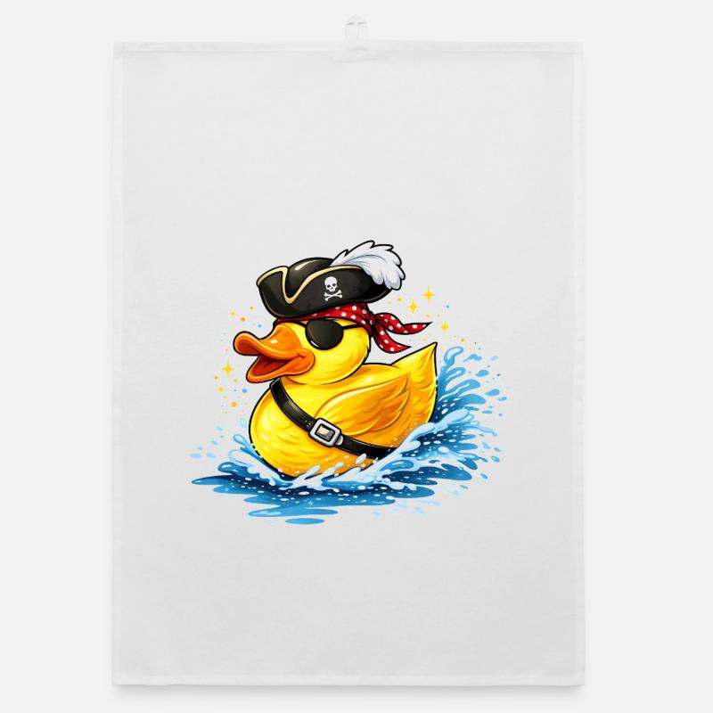 Canard en caoutchouc espiègle au look pirate avec cache-œil Torchon bio