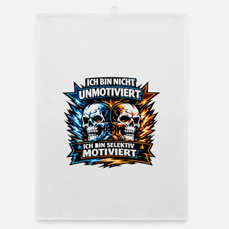 Not unmotivated - selectively motivated with sculls Organic dish towel