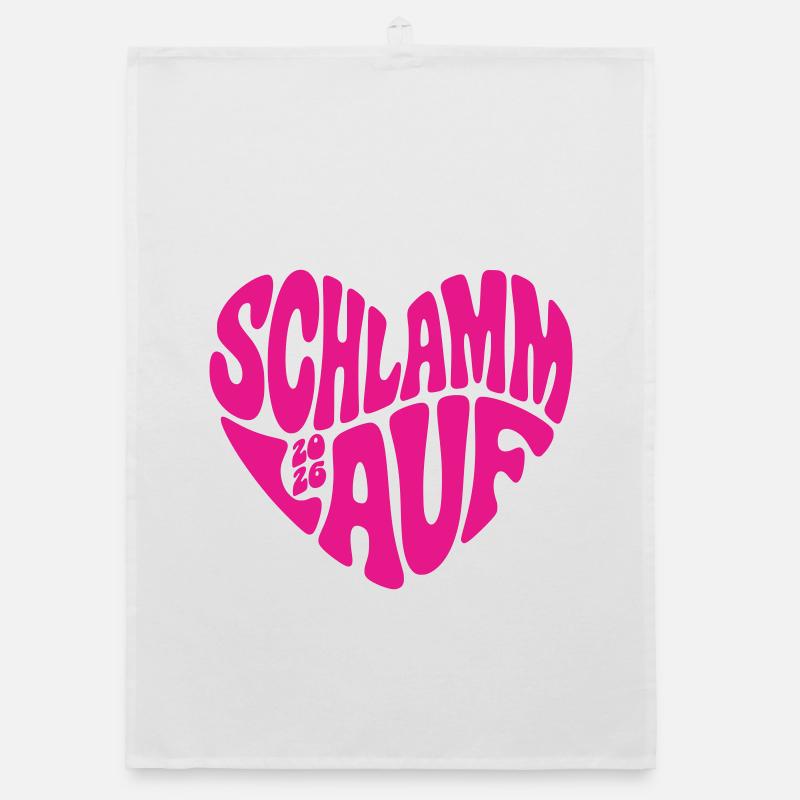 Course de boue 2026 - Forme de cœur - Course de boue 2026 Torchon bio