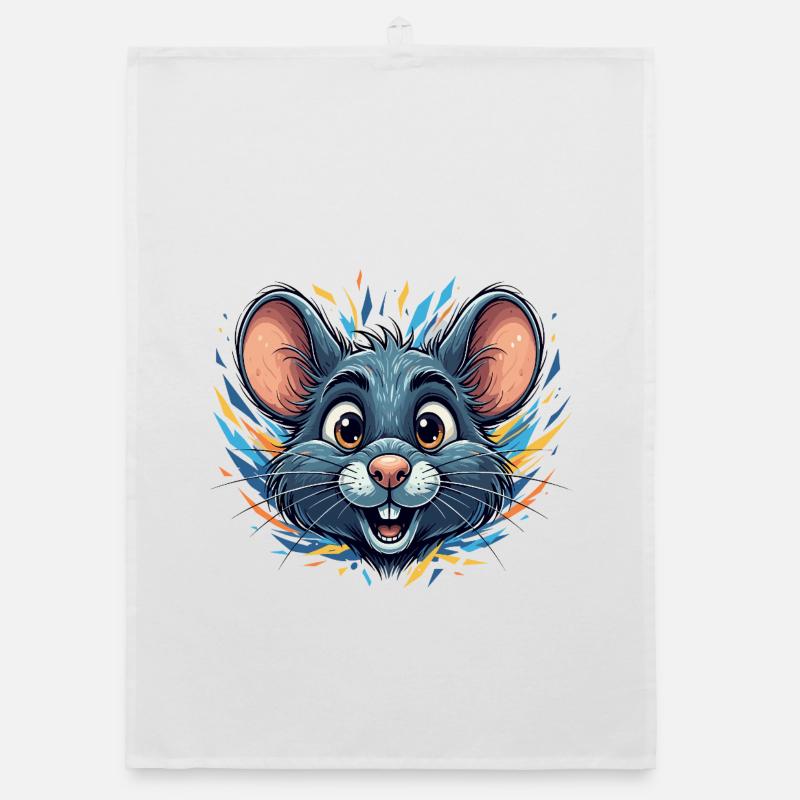 Rat joyeux dans un feu de couleur Torchon bio