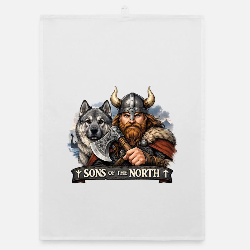 Wikinger mit einem Jagdhund Organic Geschirrtuch