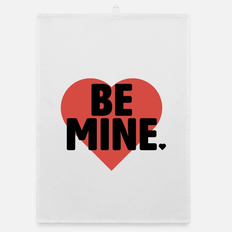 Typographie audacieuse de Be Mine Heart - Torchon bio - blanc