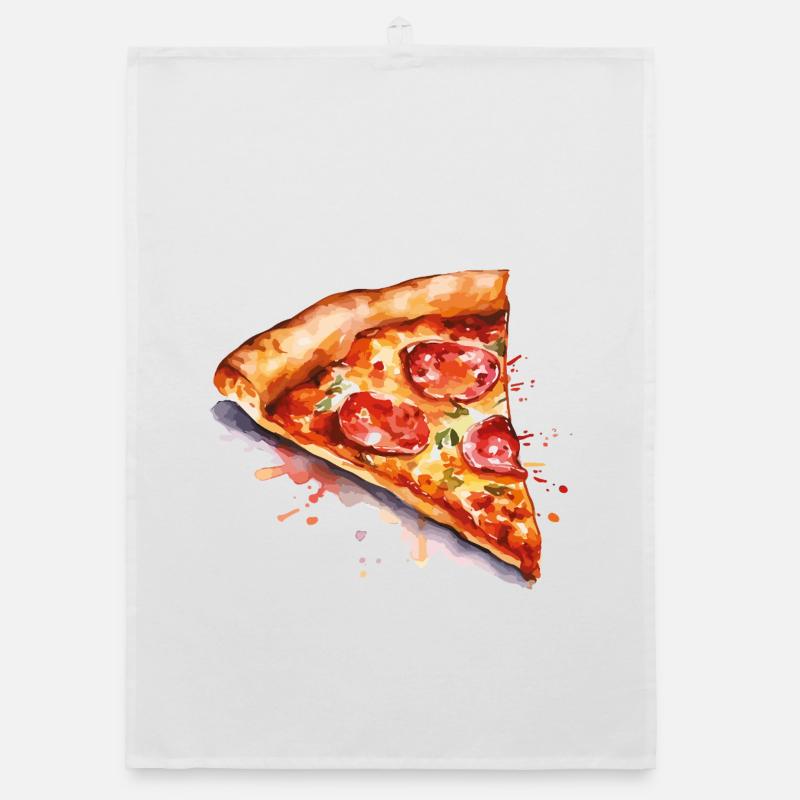Tranche de pizza aquarelle Torchon bio