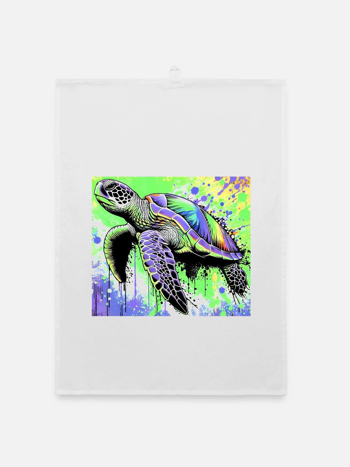 tortue - Torchon bio - blanc - Devant
