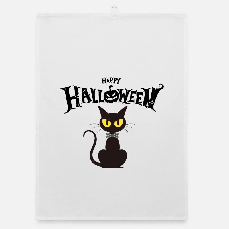 Chat noir chic noeud papillon Torchon bio