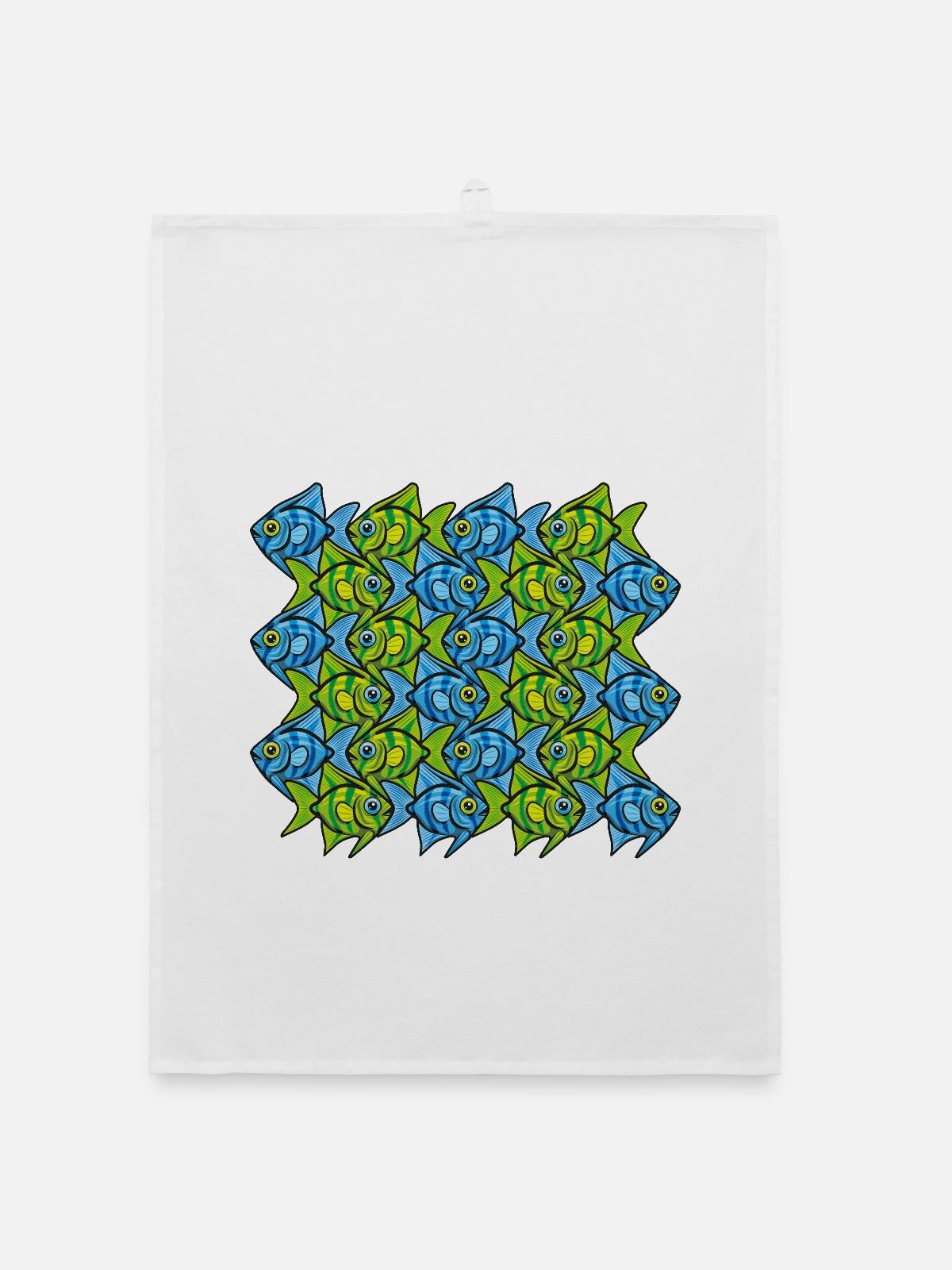 Kaiserfisch-Tessellation II - Organic Geschirrtuch - Weiß - Vorne