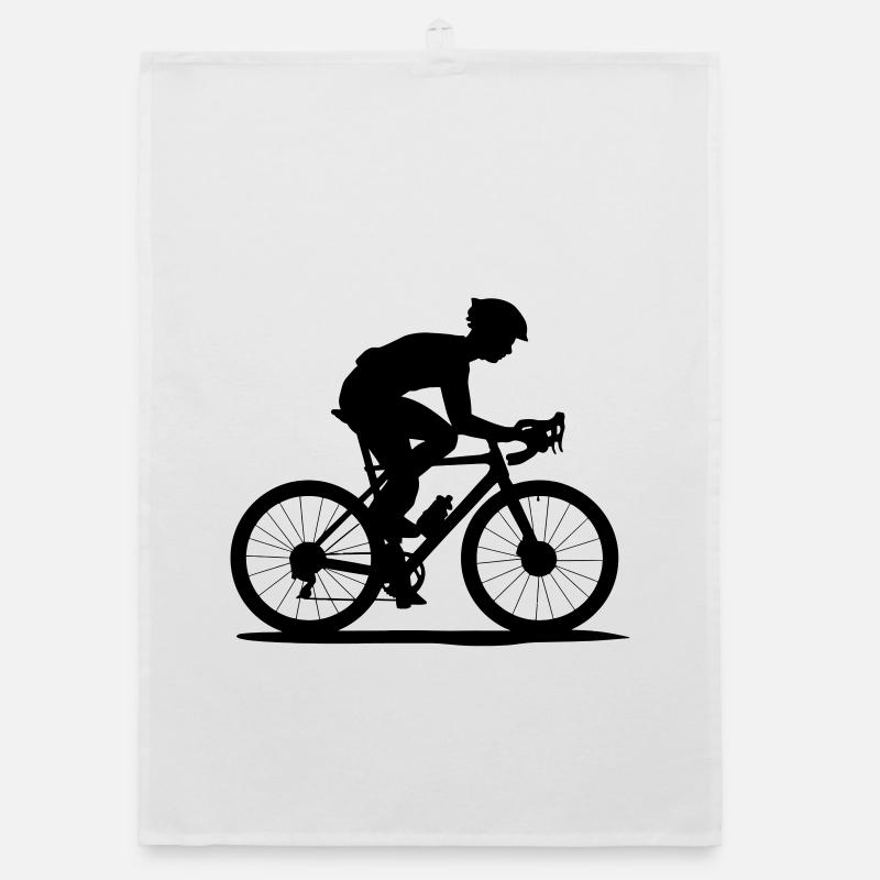 Silhouette cycliste en VTT - Torchon bio - blanc