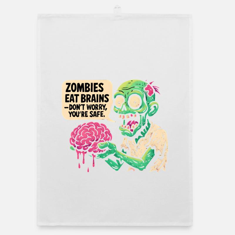 Zombie Brain Fun Retro Organic dish towel