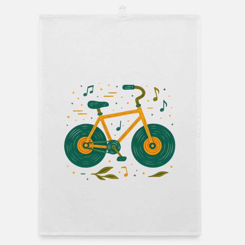 Melodic Vintage Bicycle Doodle Organic dish towel