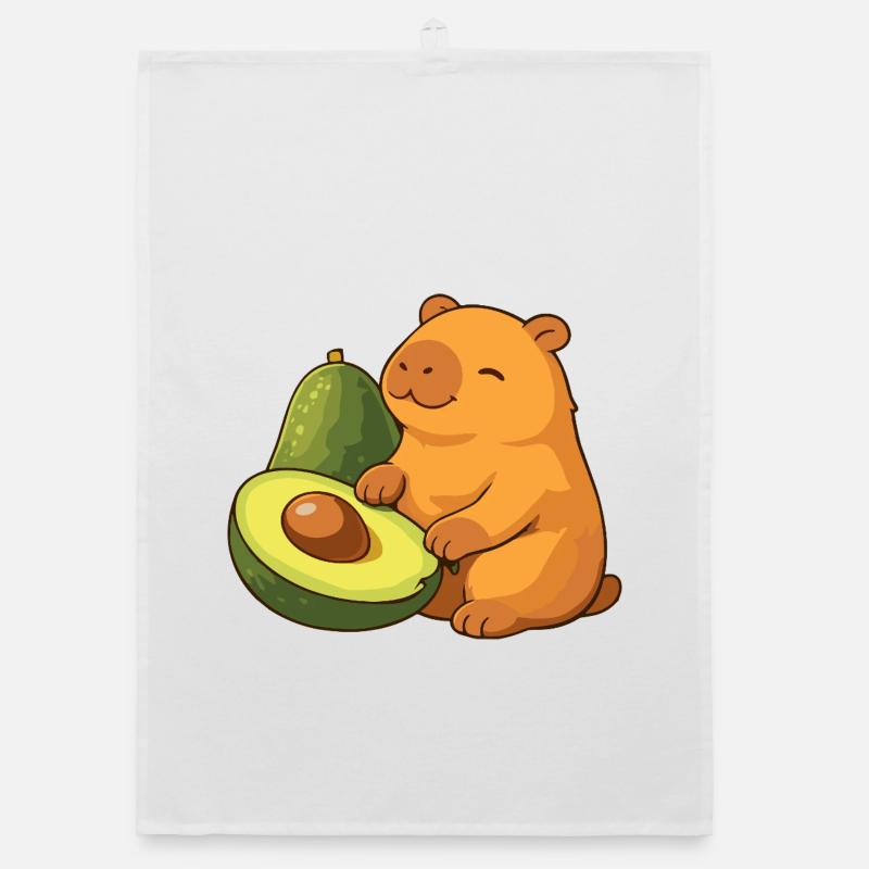 Capybara with avocado Organic dish towel