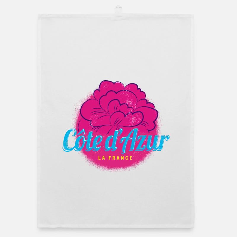 Côte d'Azur Retro Oleander Frankreich Souvenir Organic Geschirrtuch