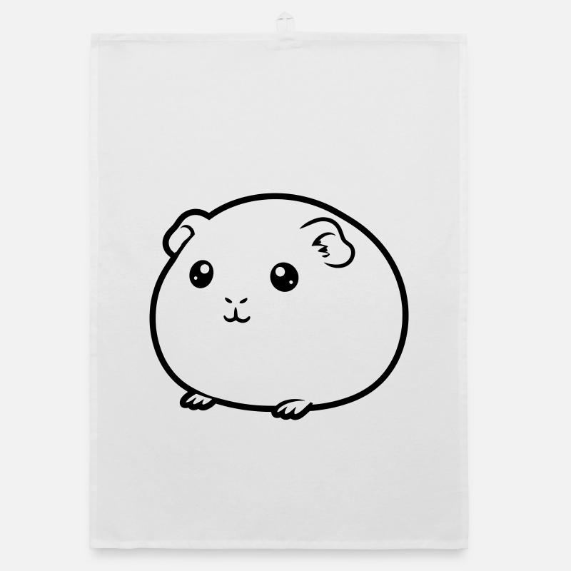Fat guinea pig comic silhouette Organic dish towel