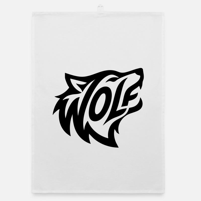 Wilder Wolf - Organic Geschirrtuch - Weiß