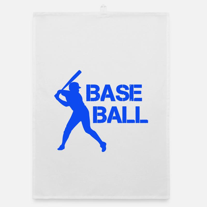 Baseball silhouette in flash blue Organic dish towel