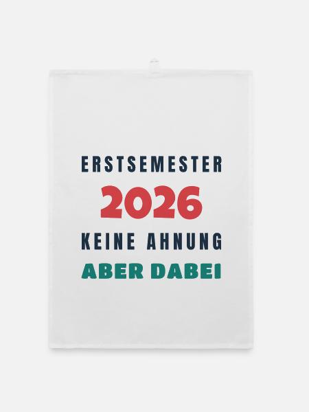 Erstsemester 2026 Keine Ahnung aber dabei - Uni - Organic Geschirrtuch - Weiß