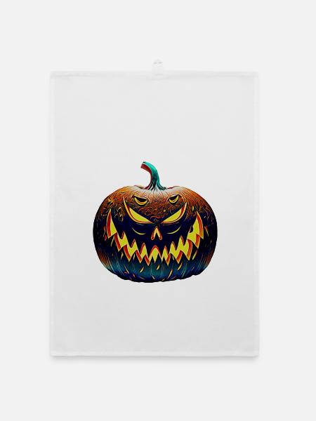 Halloween-Kuerbis - Organic Geschirrtuch - Weiß - Vorne