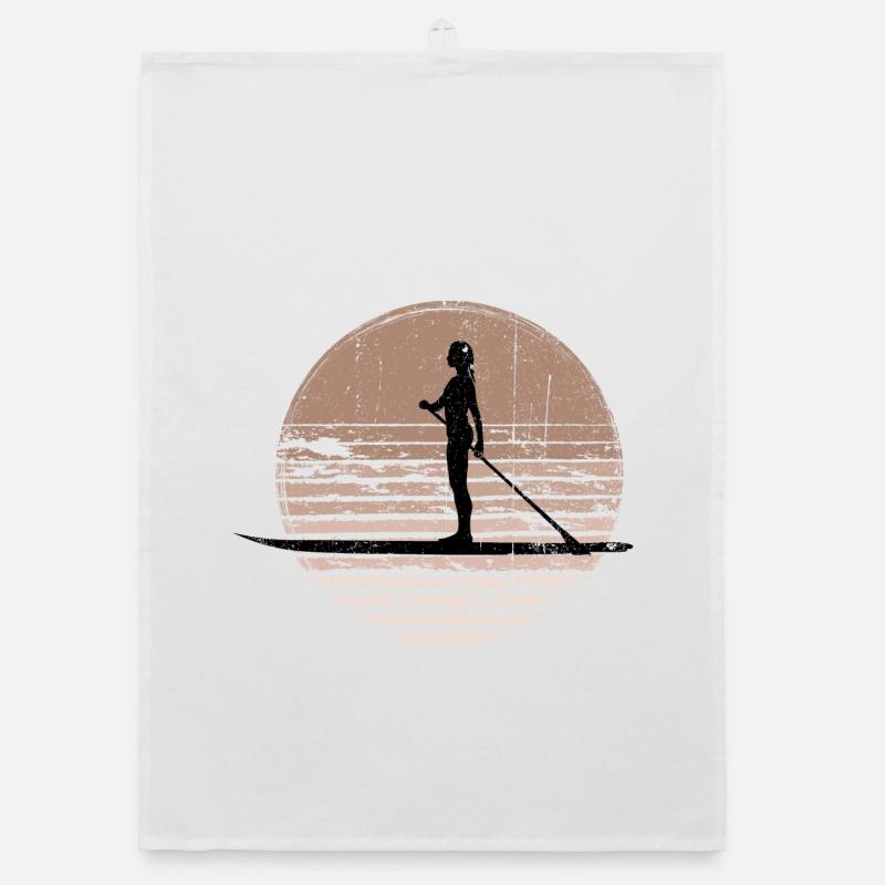 Sunset Paddleboard Silhouette Organic dish towel