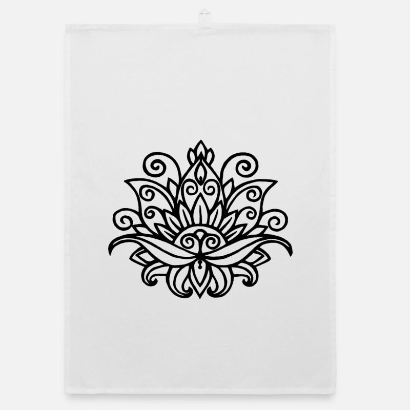 Black Lotus Mandala Organic dish towel