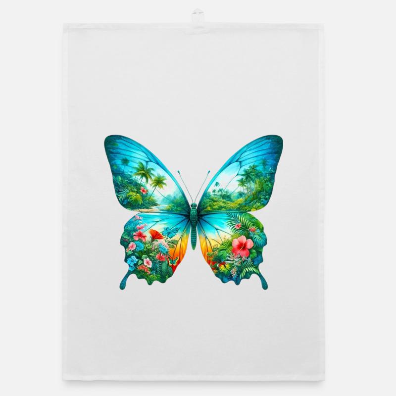 Schmetterling - Organic Geschirrtuch - Weiß
