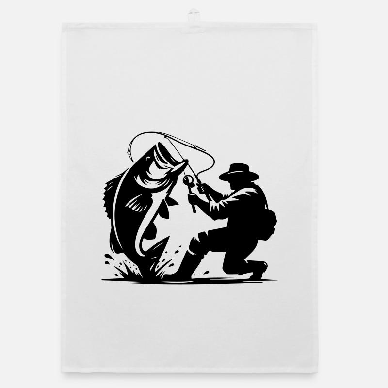 Moulinet Cool Dad Fishing Design - Torchon bio - blanc