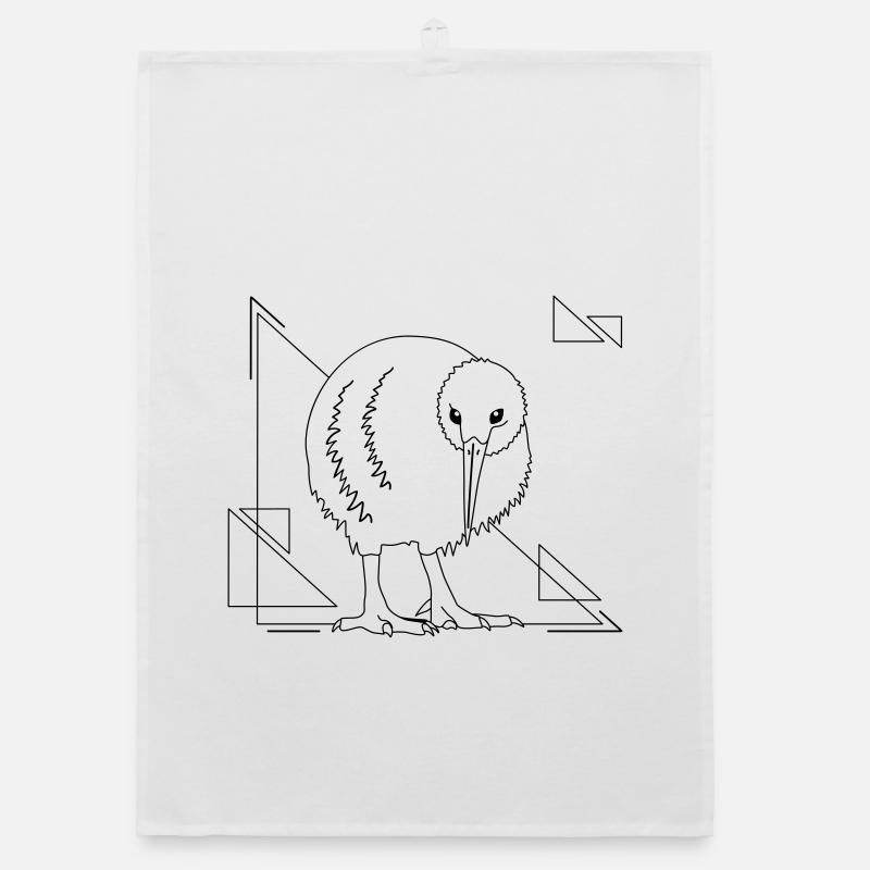 Kiwi Vogel im geometrischen Design - Organic Geschirrtuch - Weiß