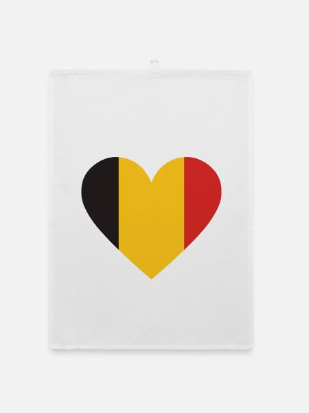 Humour,Belge, belgique, drapeau, frite, frites - Torchon bio - blanc - Devant