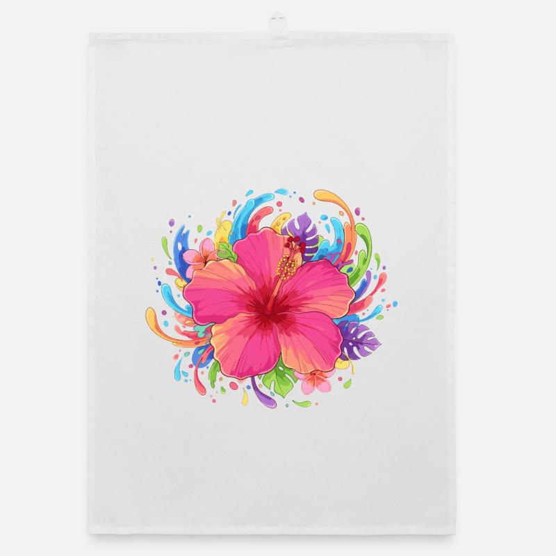 Explosion des couleurs de la fleur d’hibiscus Torchon bio